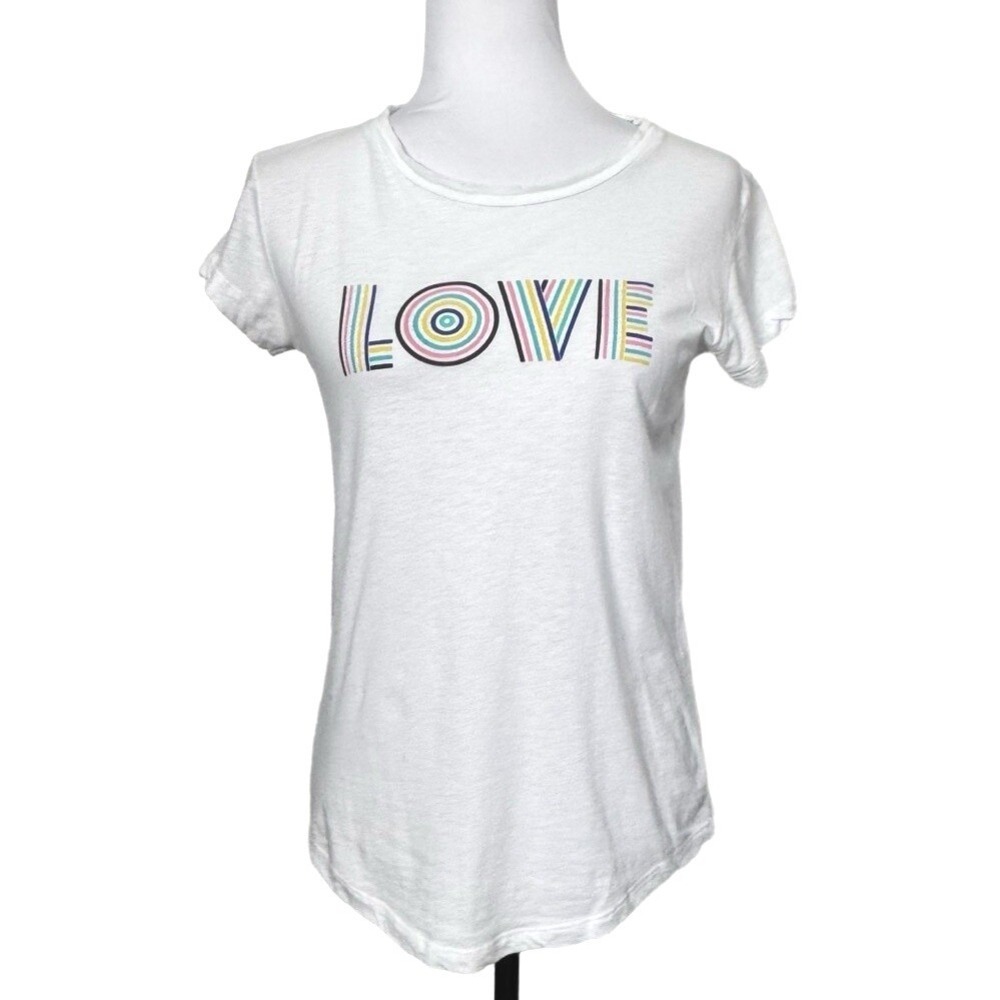 Zadig & Voltaire TShirt Love Tee Graphic Rainbow Cotton Modal White Size‎ Large